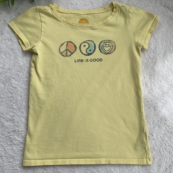 Life Is Good Yellow Girls T-shirt 7/8 - Picture 1 of 12